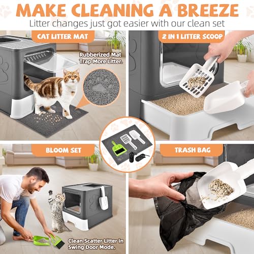 Covered Cat Litter Box (Dark Grey)