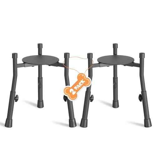 Elevated Dog Bowl Stand for Large Medium Breeds (Black-Taller 4 Heights 2 Pack)