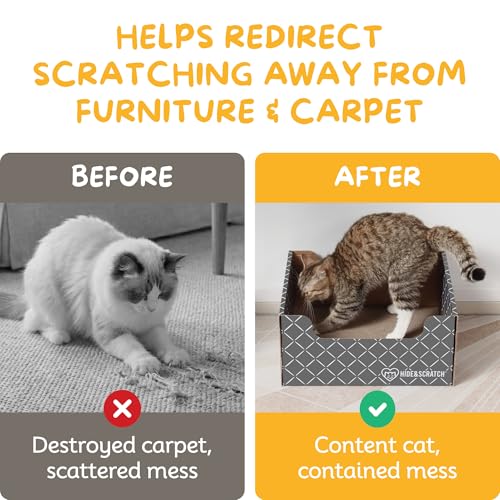 Cardboard Cat Scratcher Box & Bed Dark Grey Diamond Pad (Dark Grey Diamond)