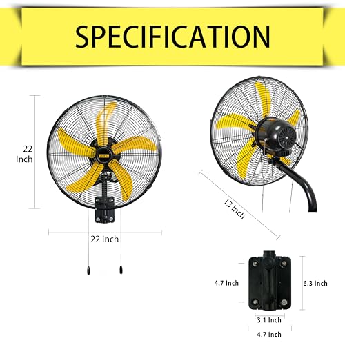 20" Oscillating Wall Mount Fan