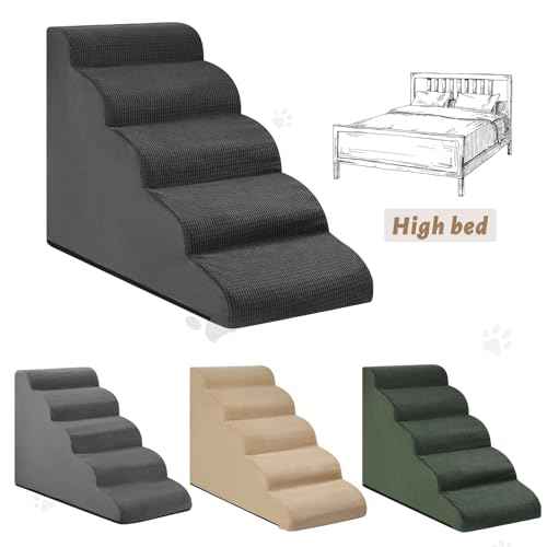 Dog Stairs for High Bed (Black / Standard 5-Step 22.2"H)