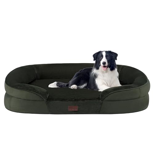 Orthopedic Waterproof Large Dog Bed Sofa (Green / Large(38 x 28.5 x 6 inch))