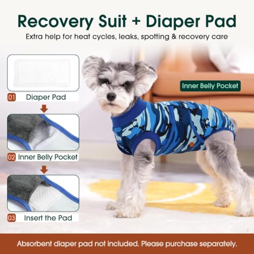 Recovery Suit for Dogs Cats (Large (Back:16.1-20.1'', Weight:23-48 Lb) / 2#Ocean Camo)