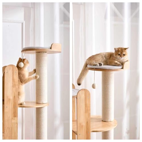 72 Inch Modern Cat Tree Tower Condo for Large Cat (Wood)