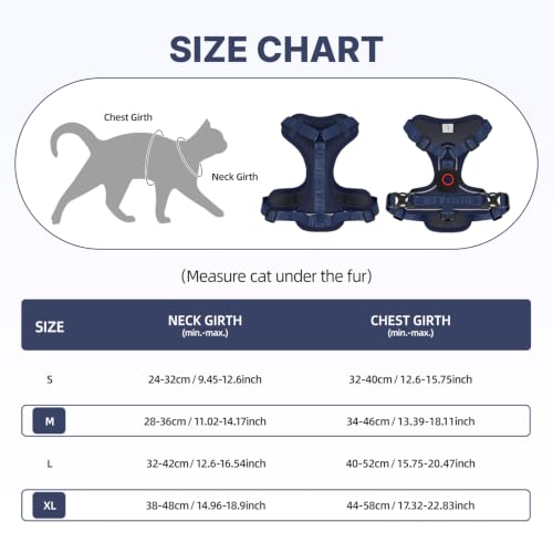 Cat Harness Leash Set with AirTag Holder (Blue for Airtag / M)