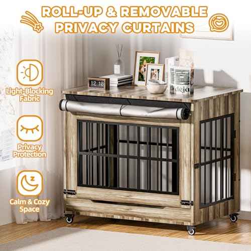 38" Dog Crate Furniture (Greige / 38.6"L x 25.6"W x 33.1"H)