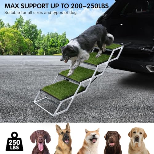 Folding Dog Stairs for Car (Green / 20In-4 Steps)