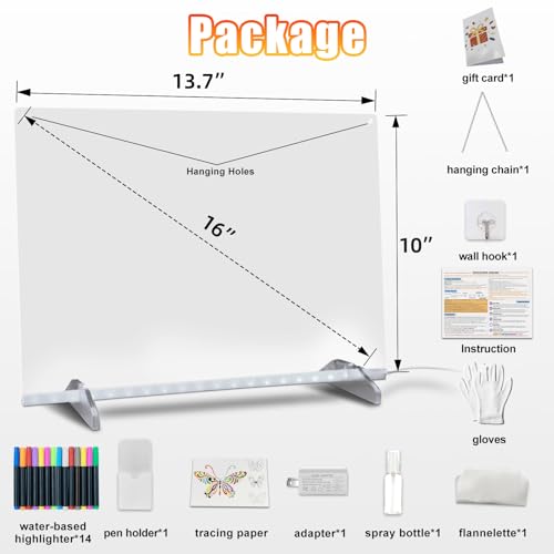 Led Note Board with 14 Highlighters (Warm White)