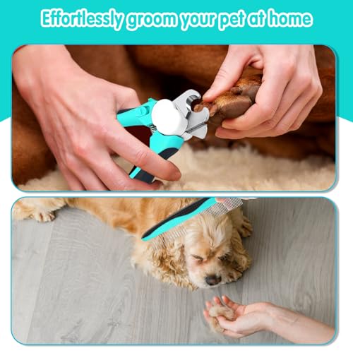 2 in 1 Dog Nail Trimmers with LED Light for Bloodline (Dark Blue)