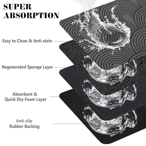 Dog Food Mats for Floors Absorbent (M(16"×24") / 01-Dark Grey)