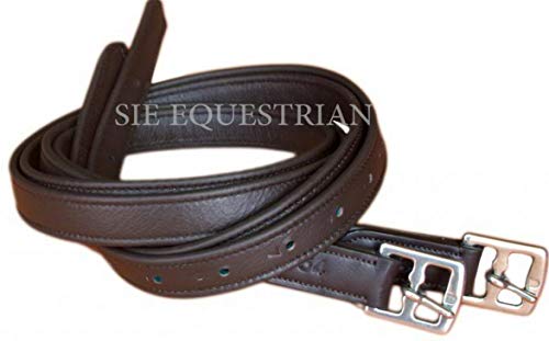 SIE 54" 60" New 1" Super Soft English Stirrup Leathers Black (Havana Brown / 54" x 1")