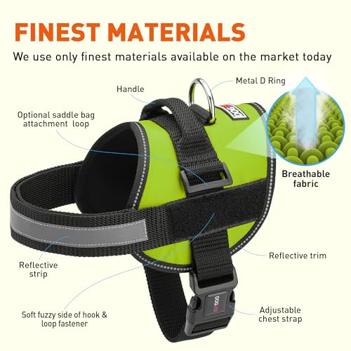 Dog Harness Reflective No (Lime Green / Girth 18" to 24")