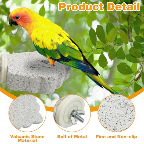 4 PCS Bird Perches Calcium Parrot Perch Stand Bird Beak Grinding Stone Foot Claws Trimmer Parrot Chewing Toys Bird Cage Accessories for Budgie Cockatiel Conure Lovebird Finch