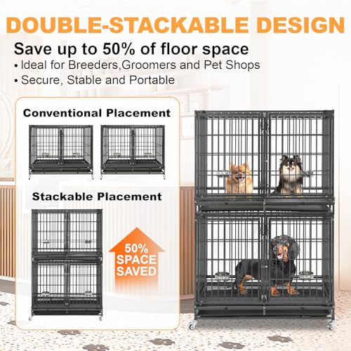 Taller 43" Dog Crate Cage Kennel Indoor with Divider (43"L - 2 Tiers)