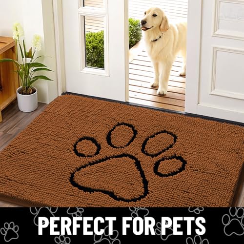 Dog Door Mat for Muddy Paws (48"X30" / Ochre and Black)