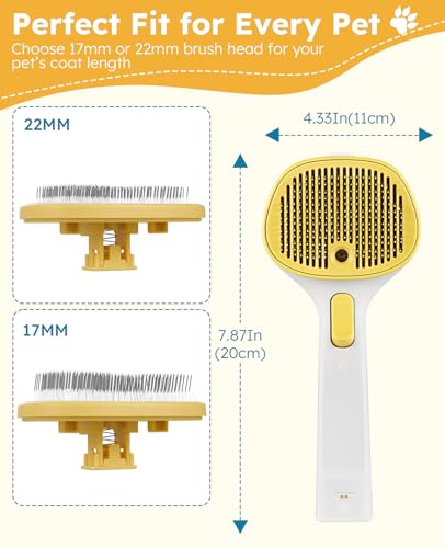 Cat Steam Brush for Cats & Dogs (Yellow - Short Head and Long Head)