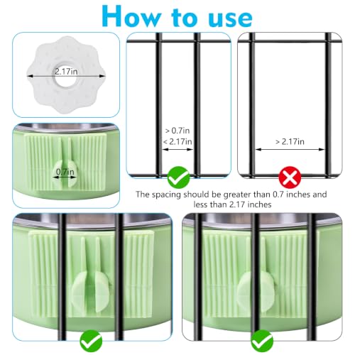 Crate Dog Bowl (2 PCS / Size: M (Green, Pink))