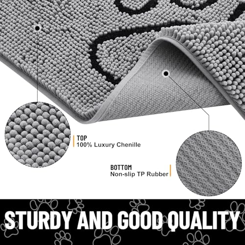 Dog Door Mat for Muddy Paws (59"X35" / Grey and Black)