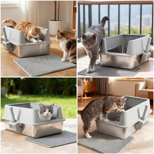 Stainless Steel Litter Box (X-Large:23"×14.6"×10")
