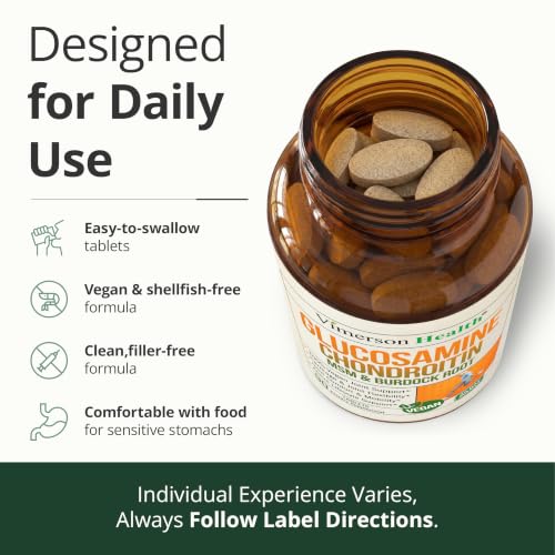 Vegan Glucosamine Chondroitin MSM Joint Supplements for Women & Men 90 Tabs
