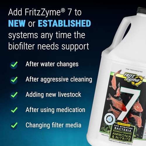 FritzZyme 7 Live Nitrifying Bacteria Naturally Removes Amonia & Nitrite for Freshwater Fish (1 gal)