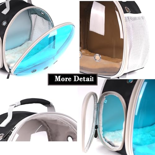 Bearded Dragon Travel Backpack Carrier with Porlarized Bubble Window for Small Animal (Black)