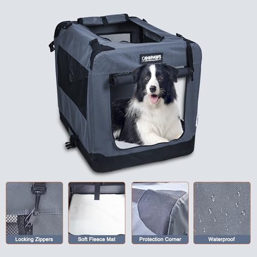 3 Door Soft Dog Crates Kennel (2-Grey)
