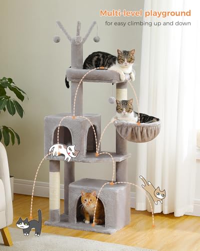 53 Inch Tall Cat Tree with 2 Condos for Indoor Cats (Gray / 53 inches)