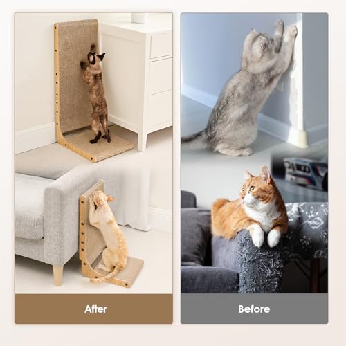 Cardboard Cat Scratcher for Indoor Cats (Brown / 17x13.1x32)