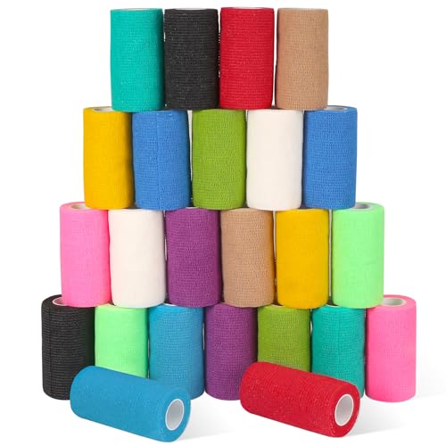24 Pack Self Adhesive Bandage Wrap (Multi-color / 4 Inch)