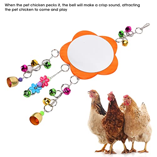 Hanging Bird Mirror Toy with Colored Bells for Parakeets