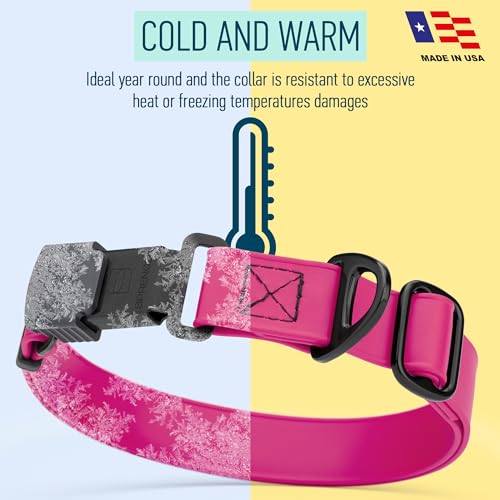 Biothane Waterproof Dog Collar with Herm Sprenger Black Stainless Steel Quick Release Buckle (W 1" x L 15"-25" / Magenta Pink)