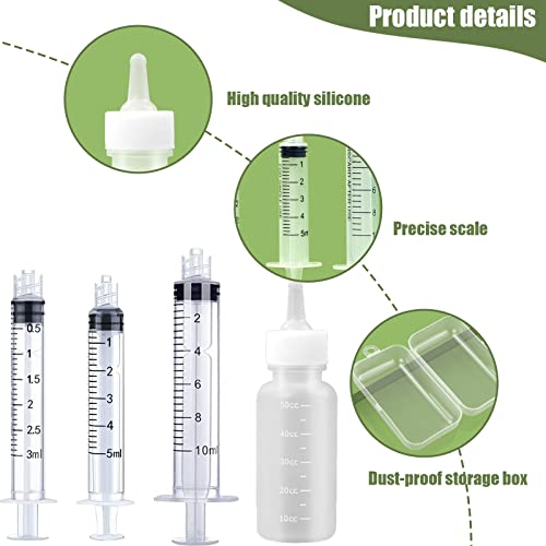 Kitten Puppy Feeding Bottles and Syringes with Nipples (White)