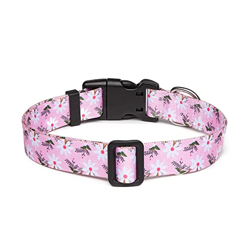 Adjustable Dog Collar (Small / Pink White Flower)