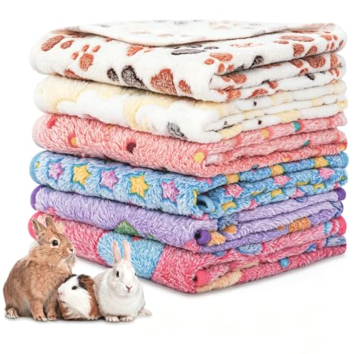 6 Pack Guinea Pigs Fleece Blankets (30x20 Inch /6 Packs / Light Color)