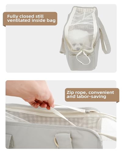 Dog Purse Carrier for Small Dogs Rabbit cat with Large Pockets (Grey / 13.6"L x 6.5"W x 10.0"H)