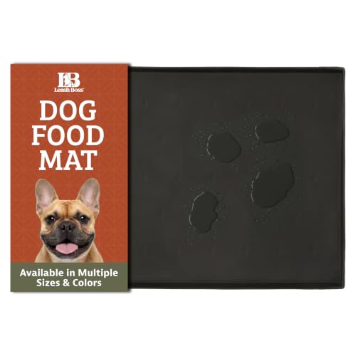 Dog Food Mat Waterproof Cat & Dog Bowl Mat for Food and Water (18"L x 11"W / Black)