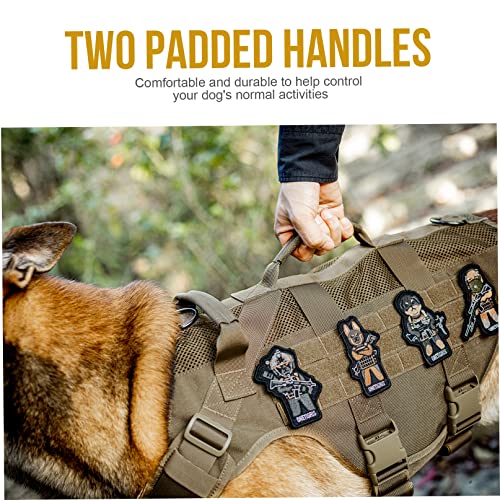 No Pull Tactical Dog Harness for Medium Dog (Brown / M)