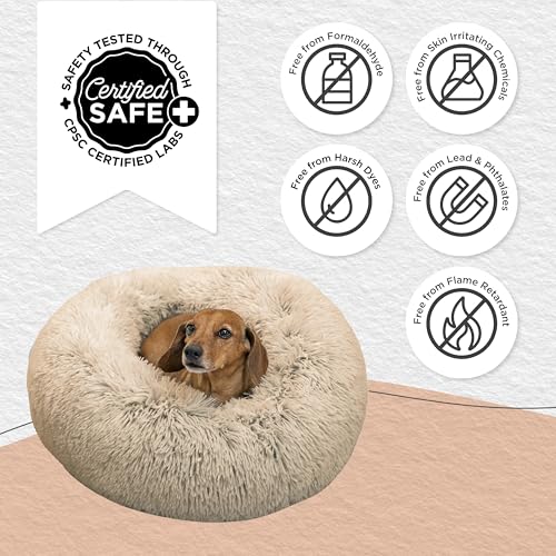 Original Calming Donut Dog Bed (Taupe Shag / Small)