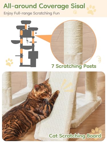 Tall Cat Tree (Beige / 76 Inches)