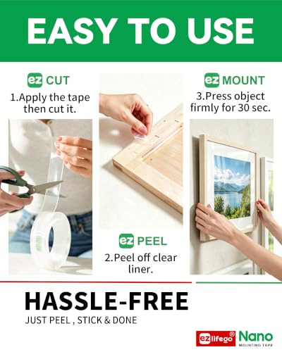 Heavy Duty Invisible Bond Nano Double Sided Mounting Tape (16.5 Feet)
