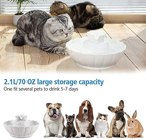 Tritone Ceramic Cat Water Fountain (White)