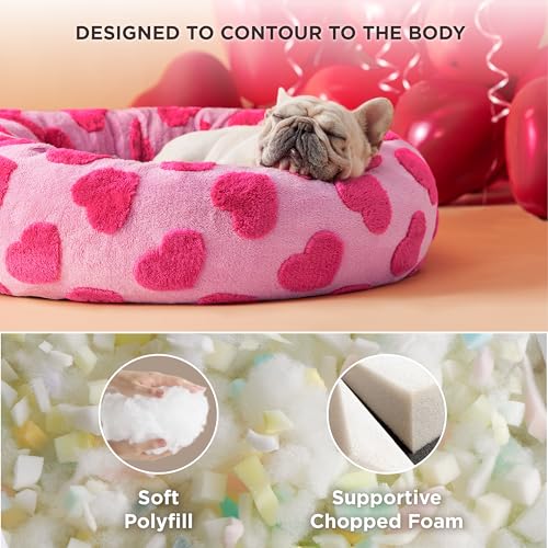 Shown on TV Jacquard Donut Dog Beds Medium (30.0"L x 30.0"W x 8.0"Th / Lover Hearts)