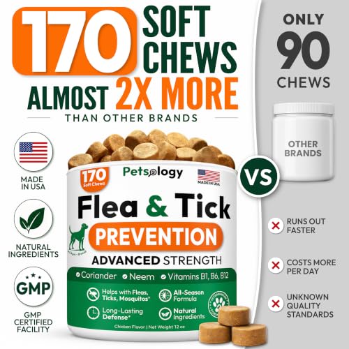 2 Pack) Flea and Tick Prevention for Dogs Pills - 340 Chews - Made in USA (Dark Brown / 340 Chews)