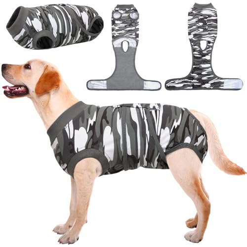 Recovery Suit for Dogs Cats (Large (Back:16.1-20.1'', Weight:23-48 Lb) / Ash Camo)