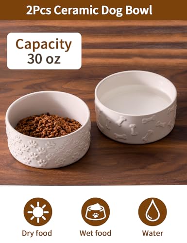 Ceramic Dog Bowl Set of 2 (6.1 in-Medium)