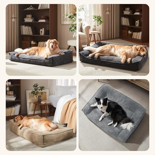 XXL Orthopedic Dog Beds Large Sized Dog (Light Grey / 45"L x 32"W x 9.5"Th)
