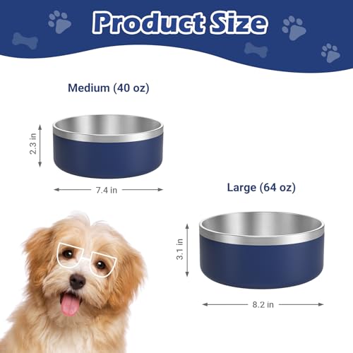 Stainless Steel Dog Bowls (Medium / Dark blue)