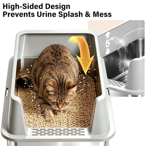 Stainless Steel Litter Box with Lid (Sifting)