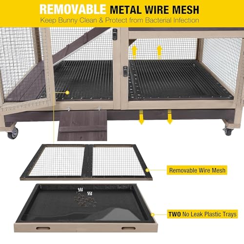 Rabbit Hutch Bunny Hutch Large Rabbit Cage (Coffee / 40.6"L x 26"W x 39.3"H)